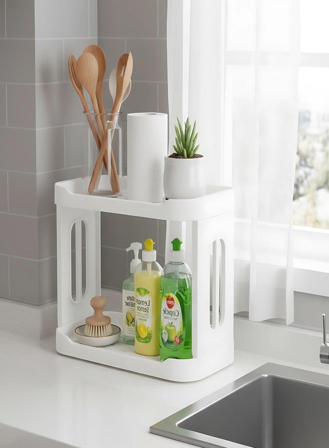 Hian 2-Layer Storage Rack | 27.3 x 15 x 19 cm, White,Pack of 1 | PP Plastic,Detachable Design | Saves Space & Keeps Essentials Within Reach | Ideal for Office,Kitchen,Bathroom,Vanity Accessories - Image 1